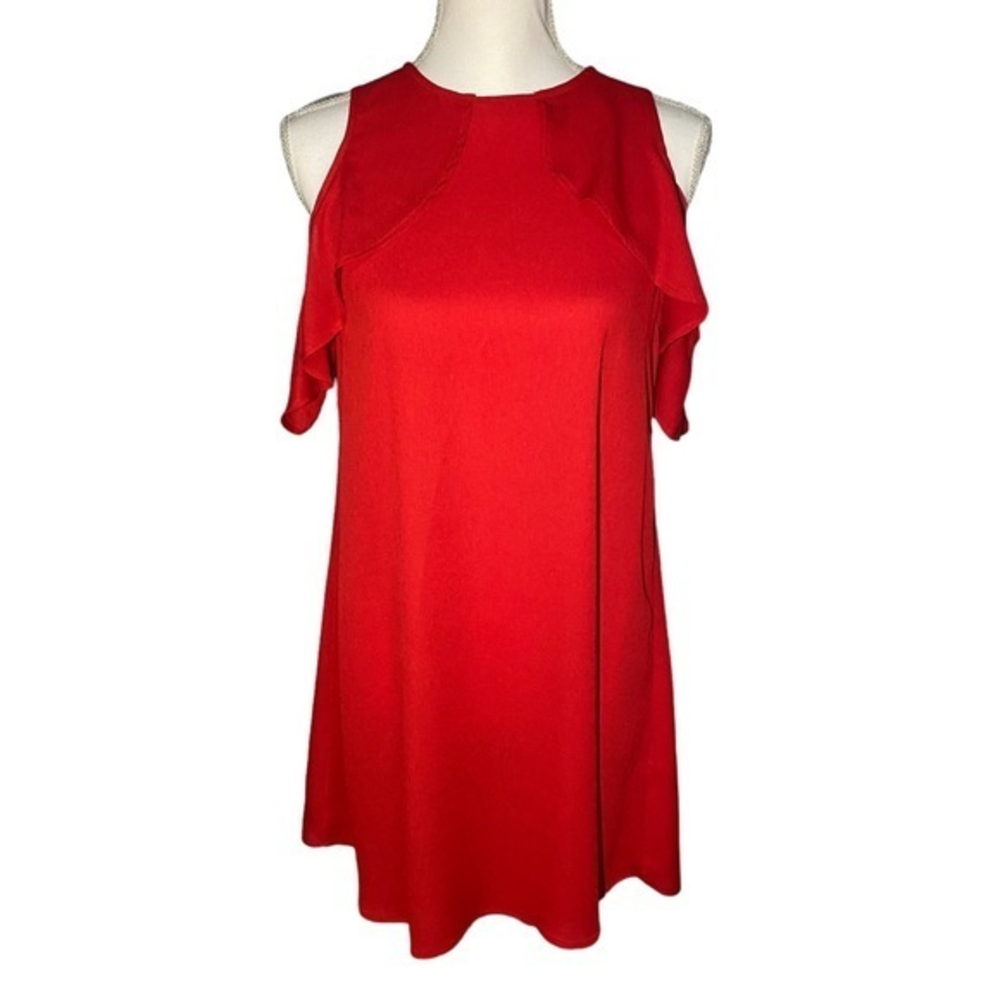 TCEC Red Cold Shoulder Sleeveless Dress‎